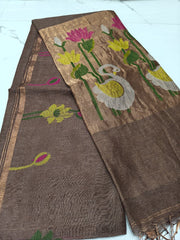Pure linen jamdami saree
