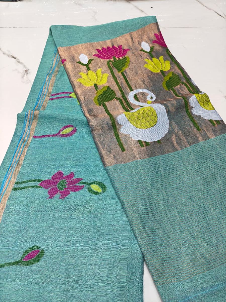 Pure linen jamdami saree