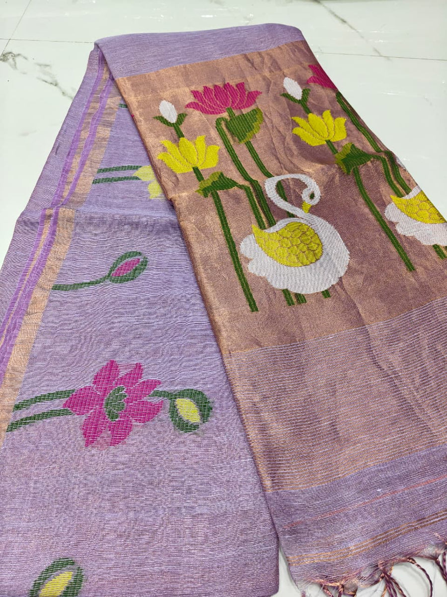 Pure linen jamdami saree