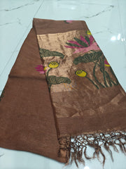 pure linen jamdani saree