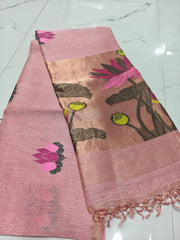 pure linen jamdani saree