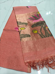 pure linen jamdani saree