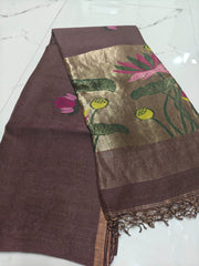 pure linen jamdani saree