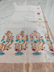 Pure linen Jamdhani saree