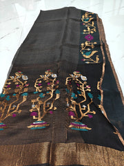 Pure linen Jamdhani saree