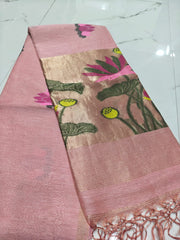 pure linen jamdani saree