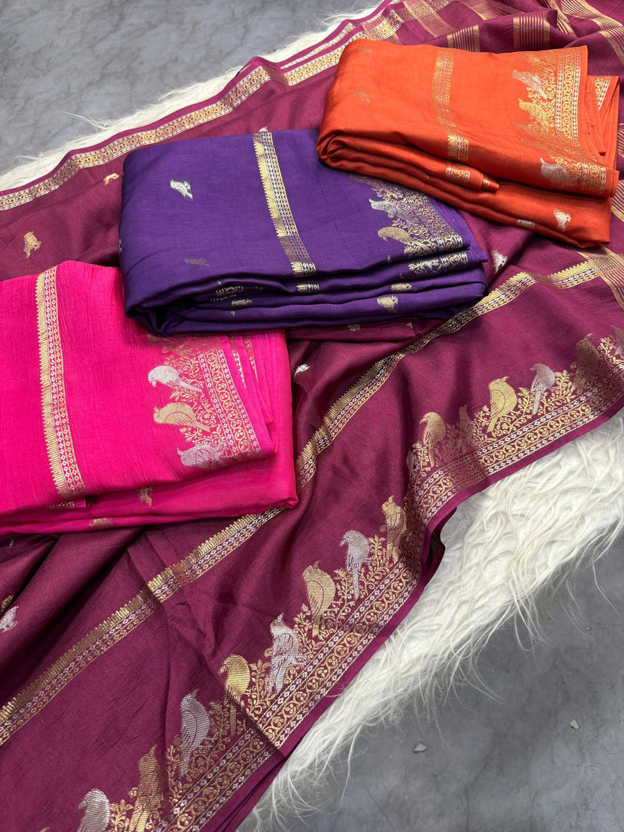 double zari parrot motifs