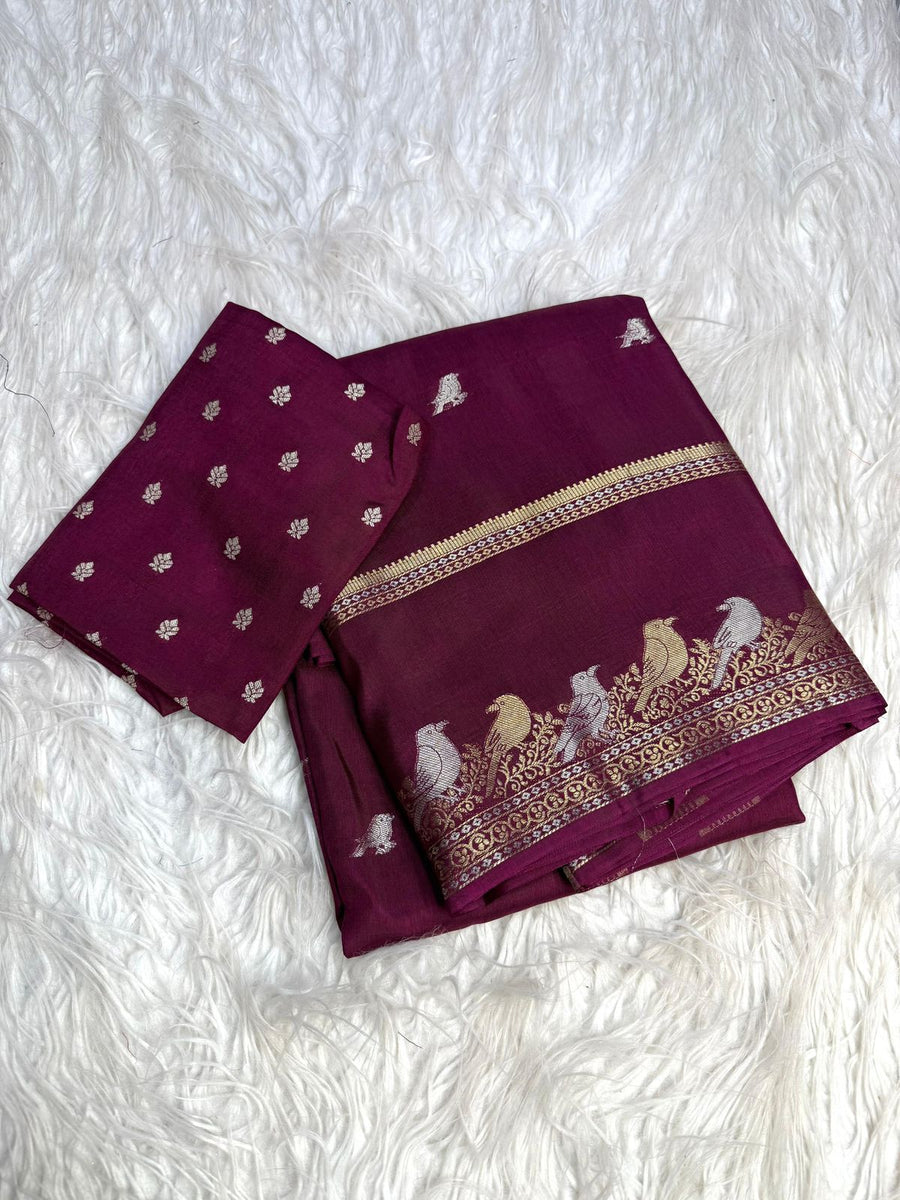 double zari parrot motifs