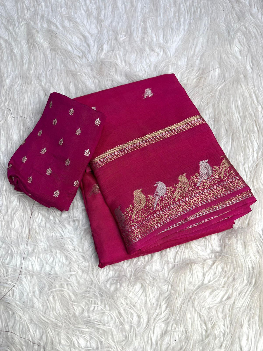 double zari parrot motifs