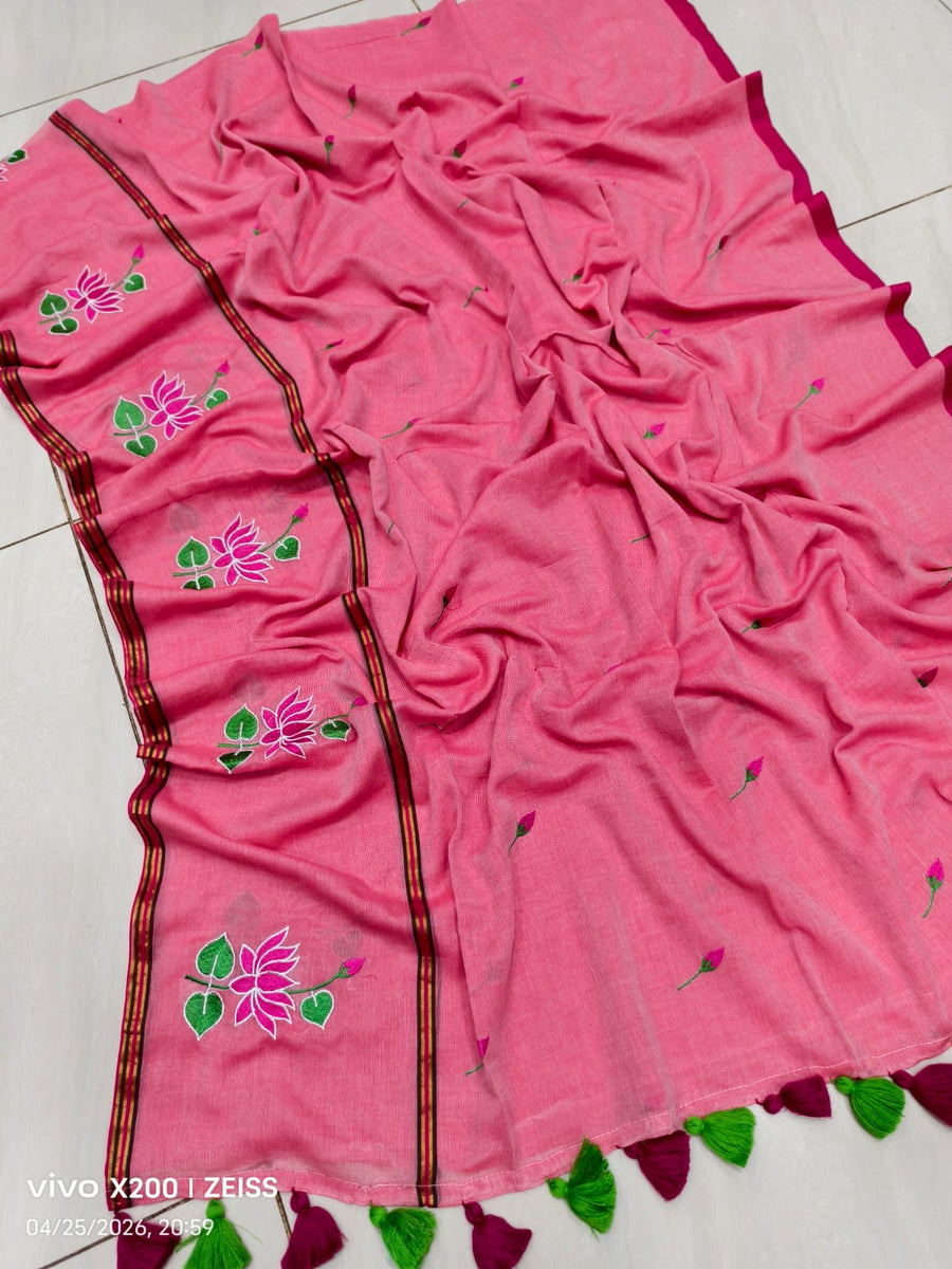 embroidery cotton saree