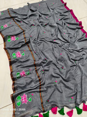 embroidery cotton saree