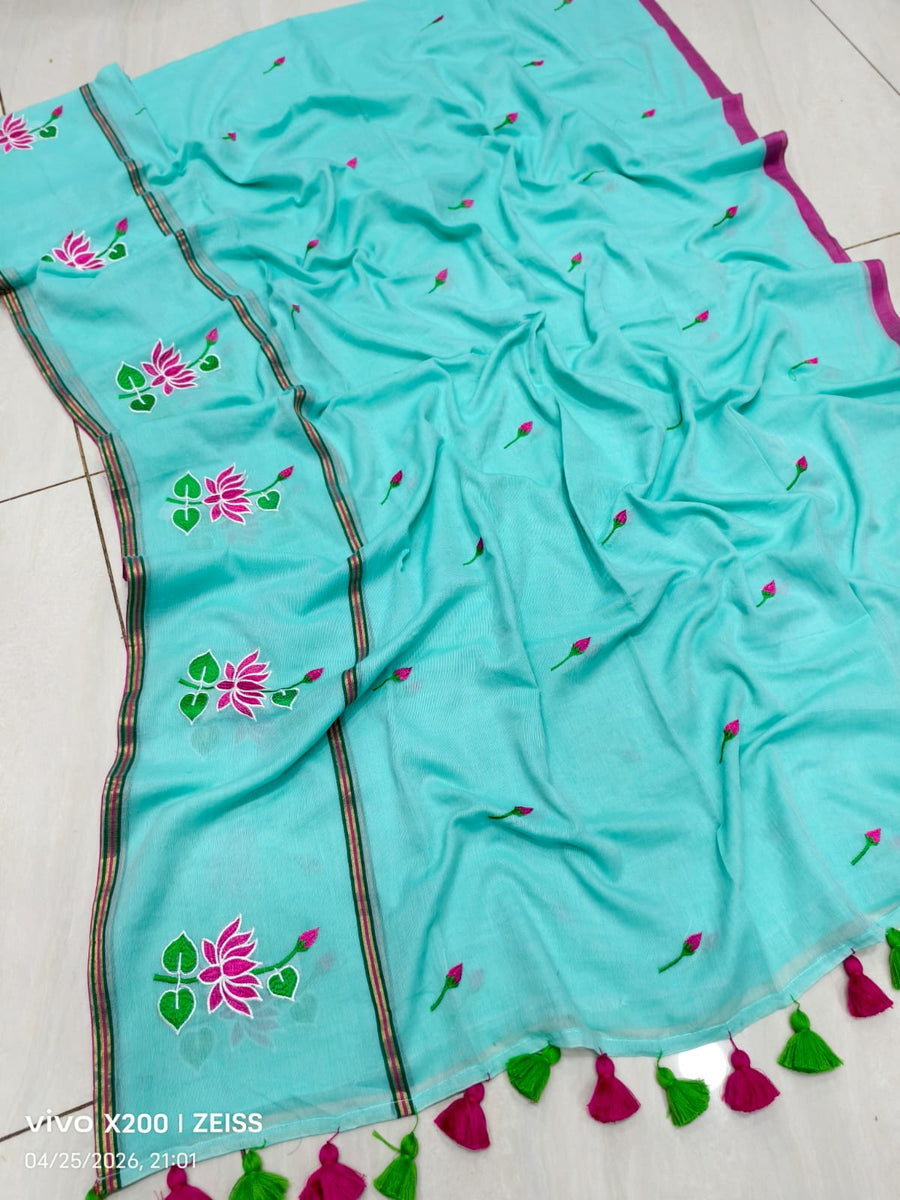 embroidery cotton saree