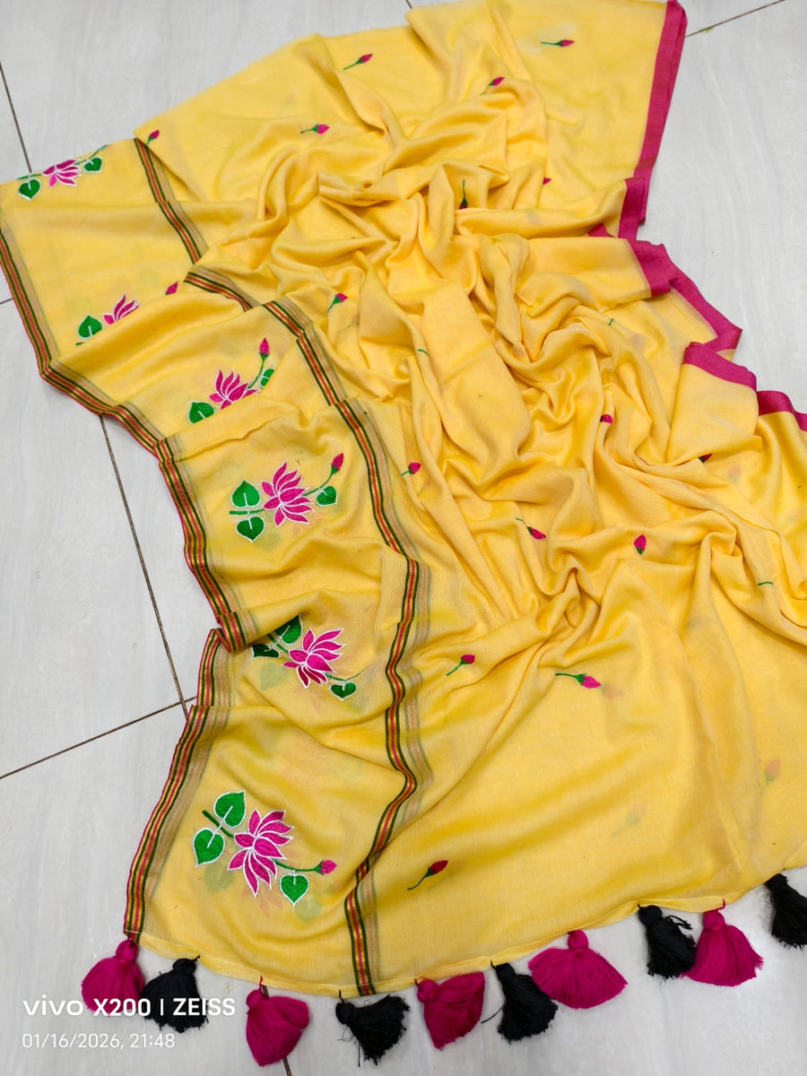 embroidery cotton saree