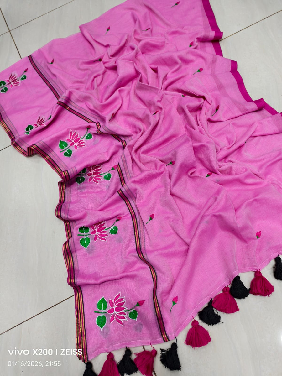 embroidery cotton saree