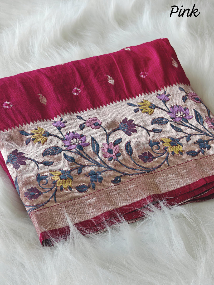 Pure viscose tussar silk saree