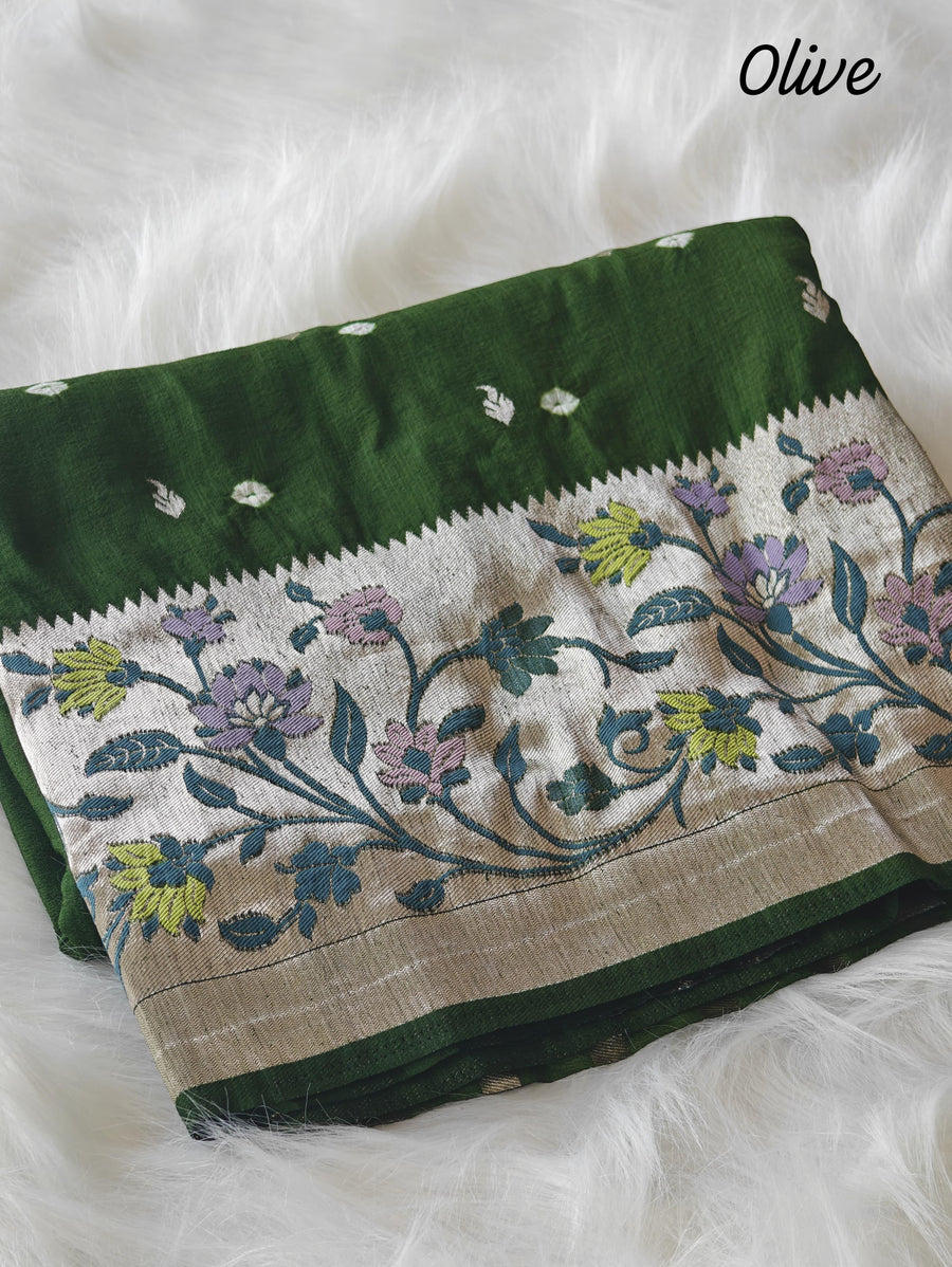 Pure viscose tussar silk saree