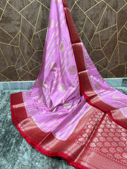 Banarasi katan dyeable stripe with buta design soft silk saree