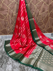 Banarasi katan dyeable stripe with buta design soft silk saree