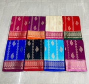 Banarasi katan dyeable stripe with buta design soft silk saree