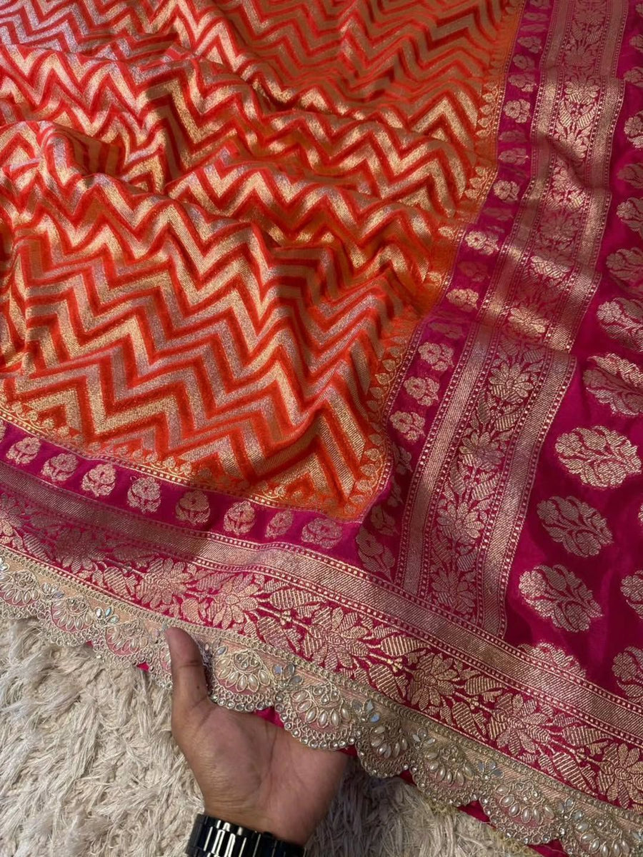 Banarasi handwoven katan georgette saree
