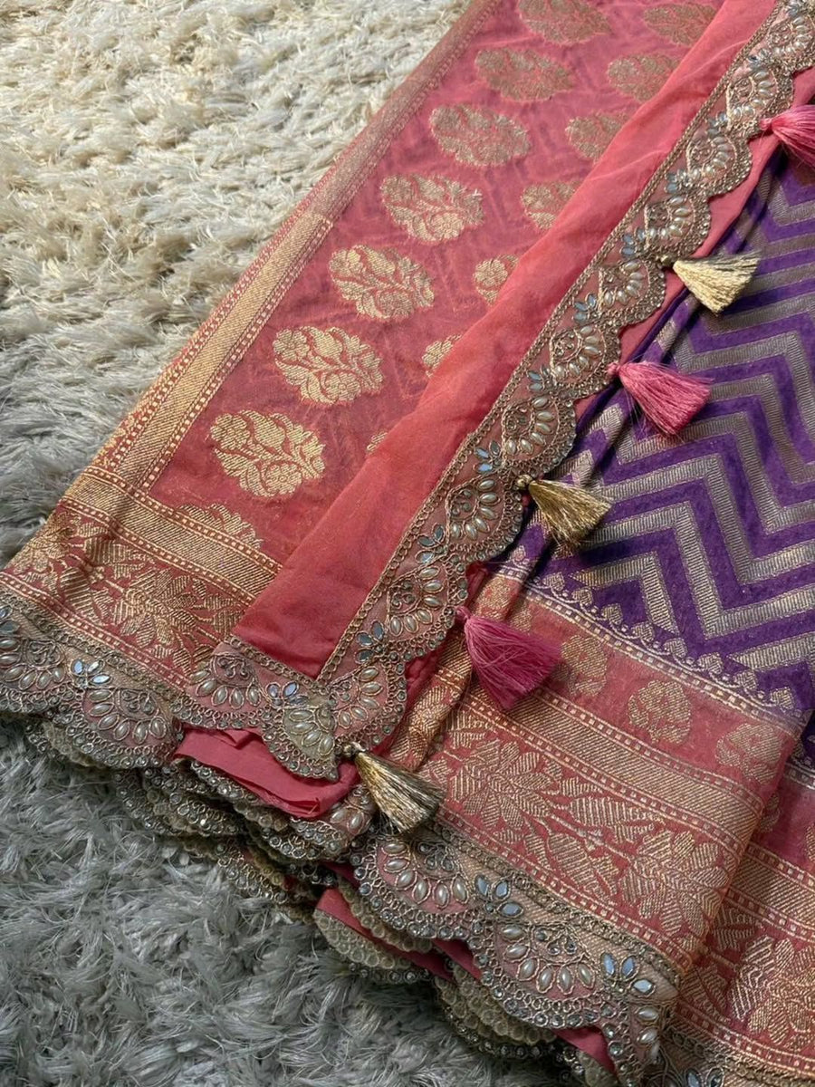 Banarasi handwoven katan georgette saree