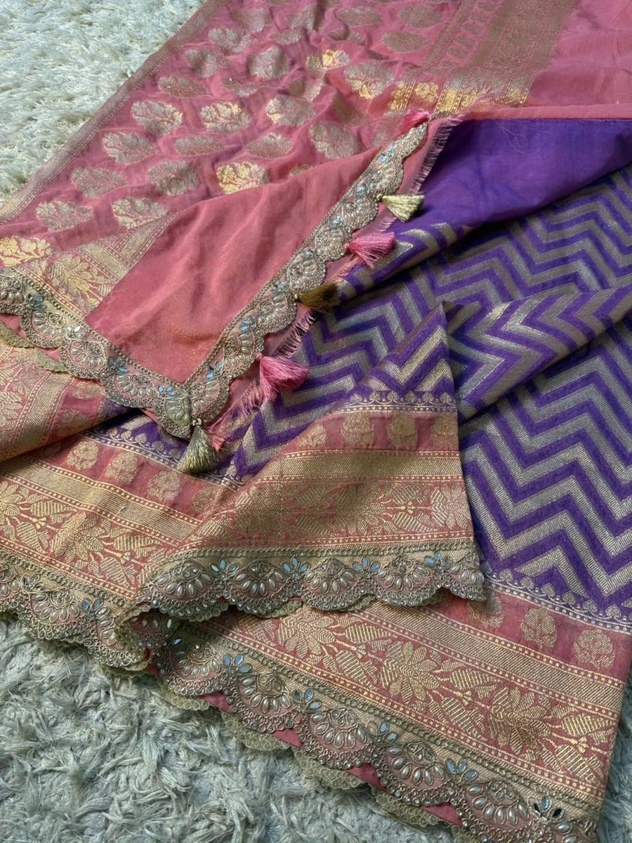 Banarasi handwoven katan georgette saree