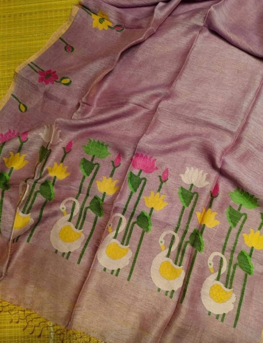 Pure tissue linen jamdani saree