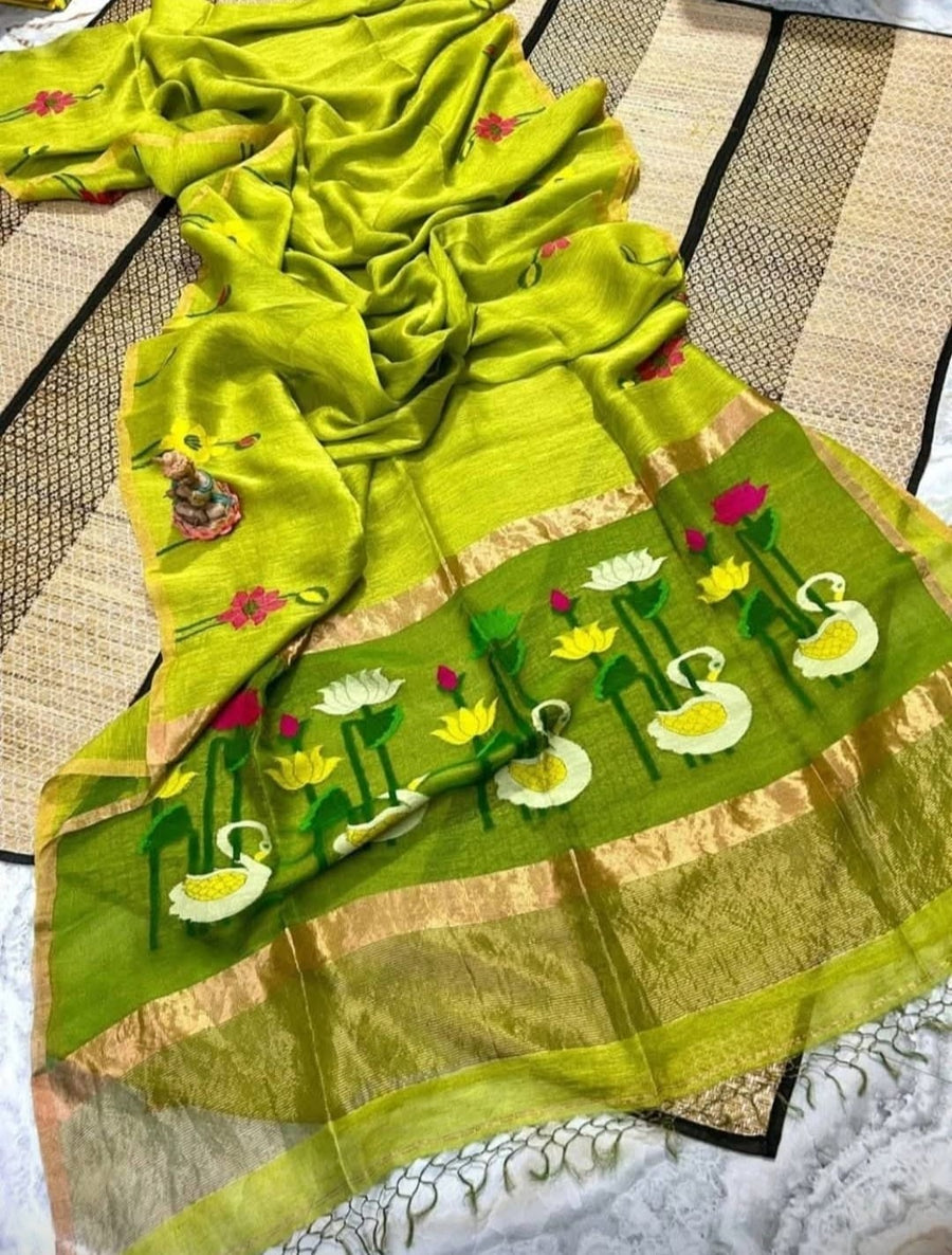 Pure tissue linen jamdani saree