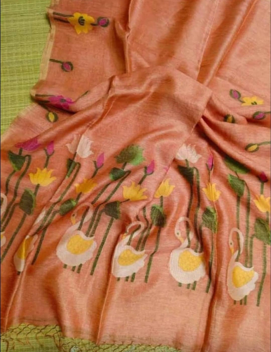 Pure tissue linen jamdani saree