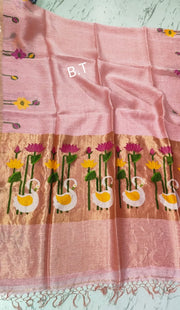 Pure tissue linen jamdani saree