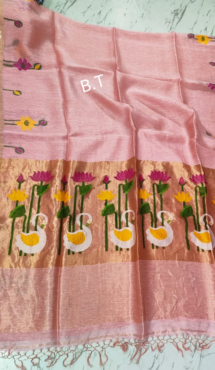 Pure tissue linen jamdani saree