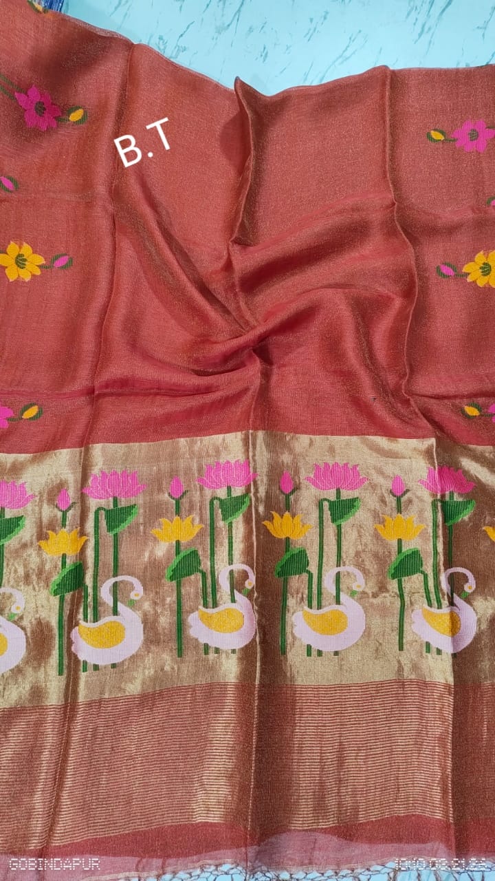 Pure tissue linen jamdani saree