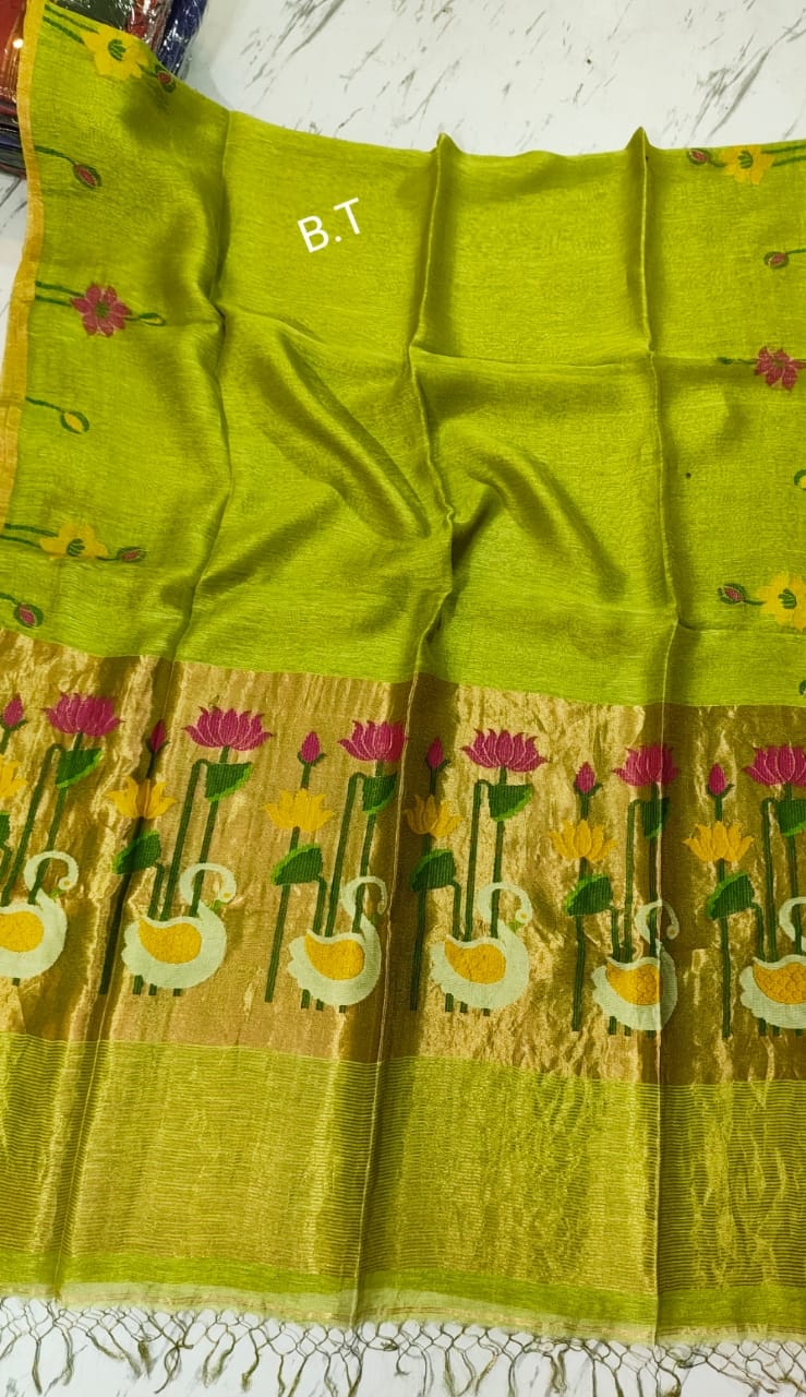 Pure tissue linen jamdani saree