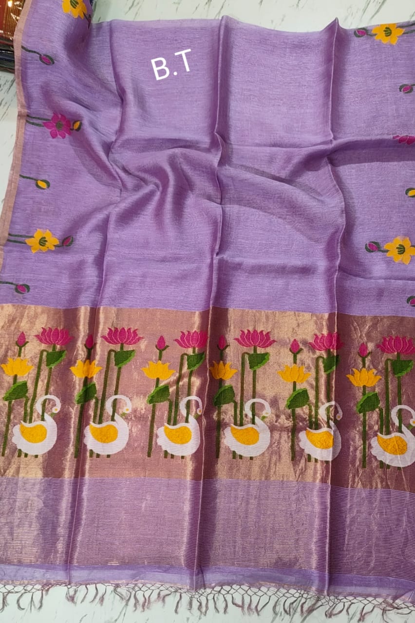 Pure tissue linen jamdani saree
