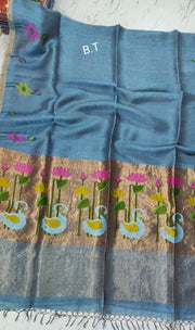 Pure tissue linen jamdani saree