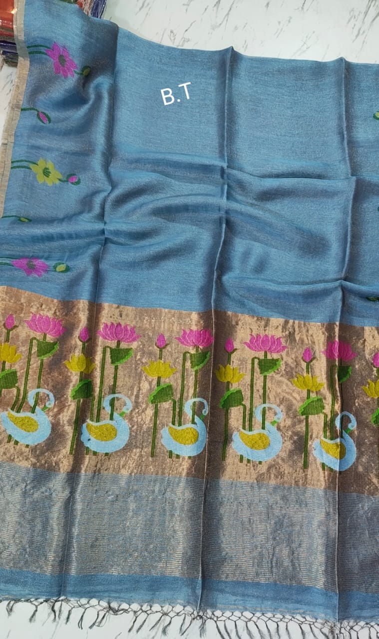 Pure tissue linen jamdani saree