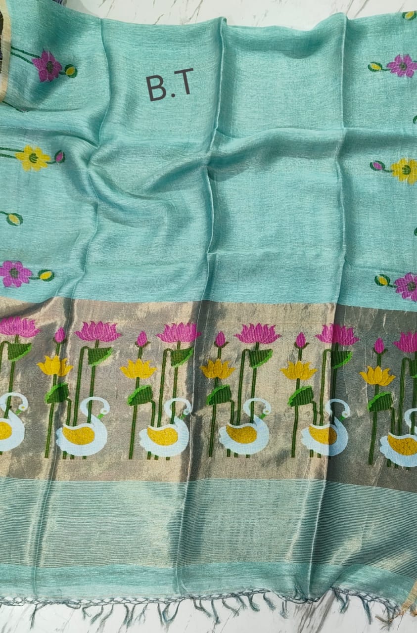 Pure tissue linen jamdani saree