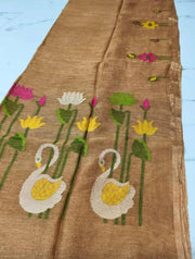 Pure tissue linen jamdani saree