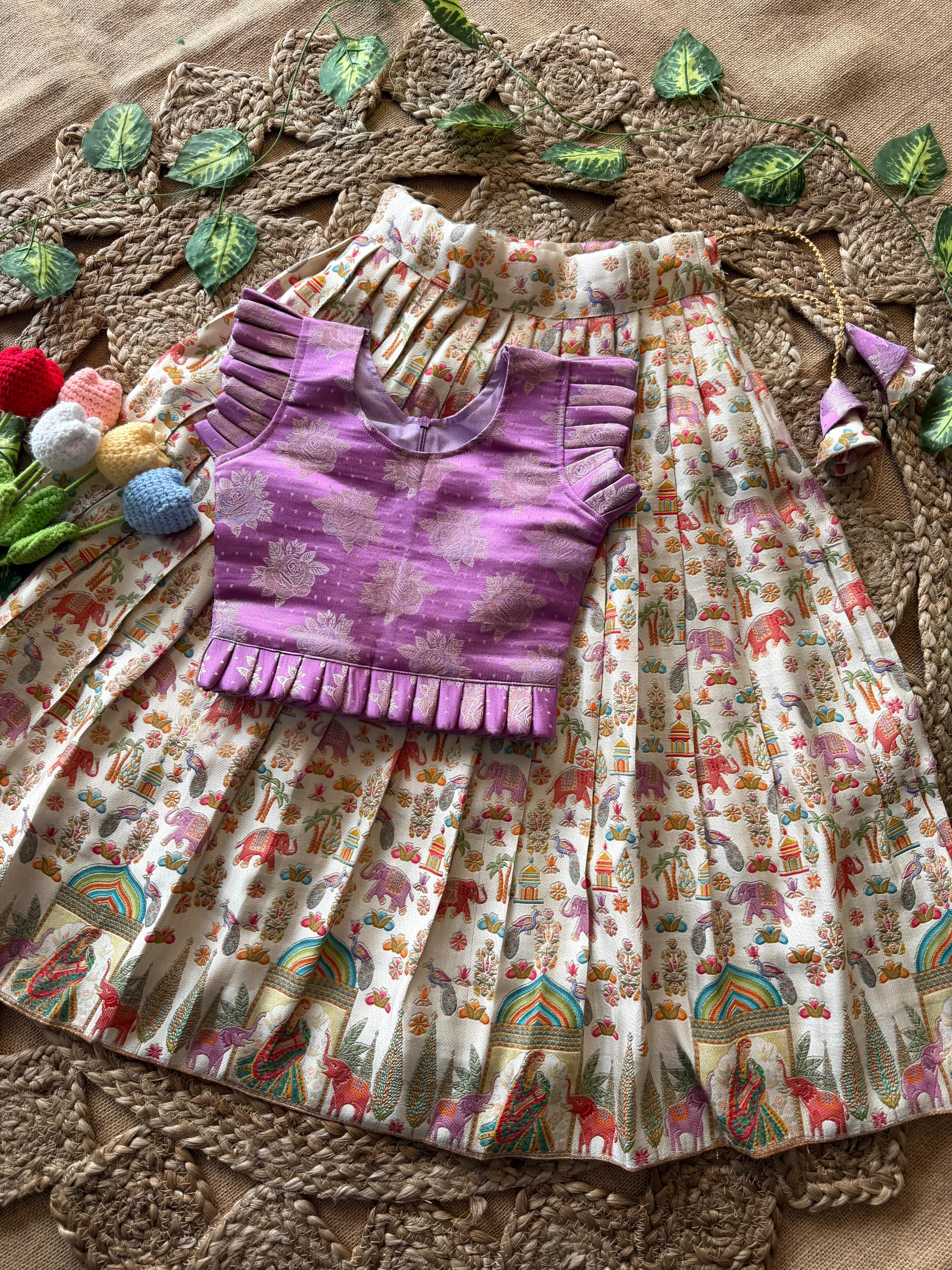 Jungle-themed lehenga set for kids