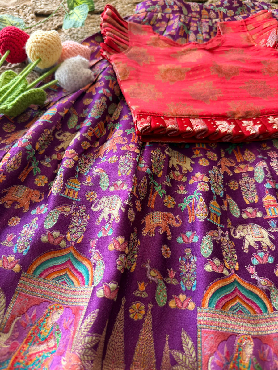Jungle-themed lehenga set for kids