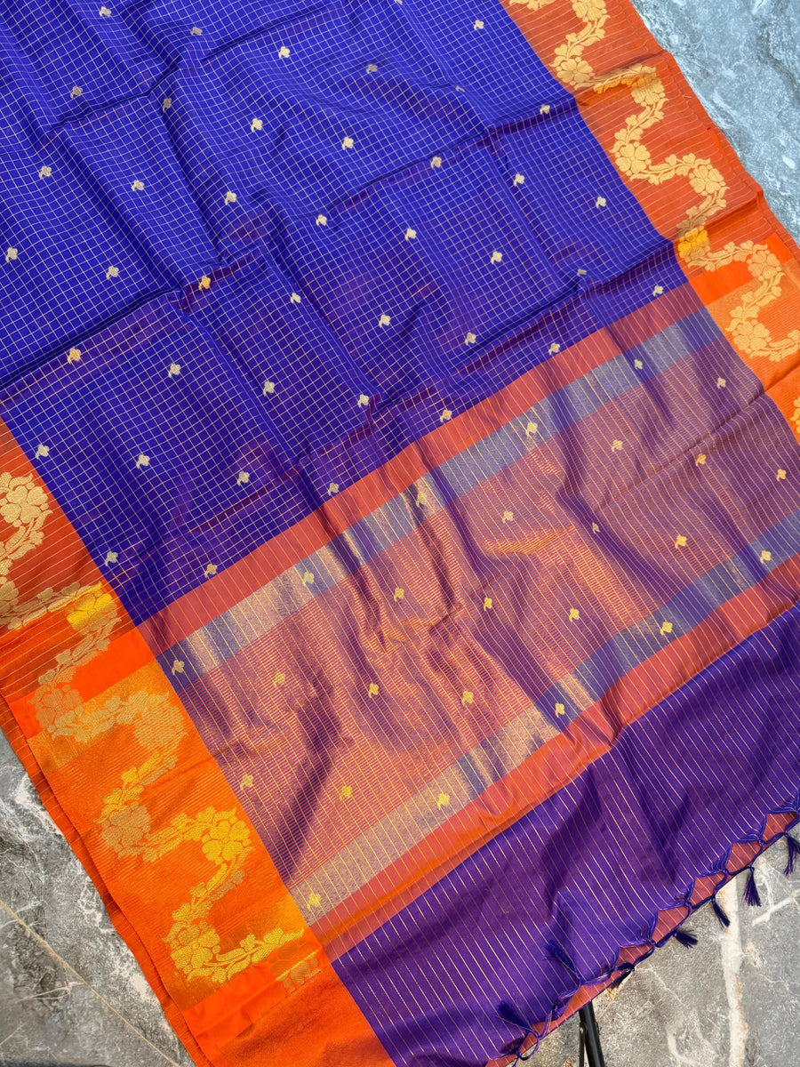 Check Buti Silk Saree