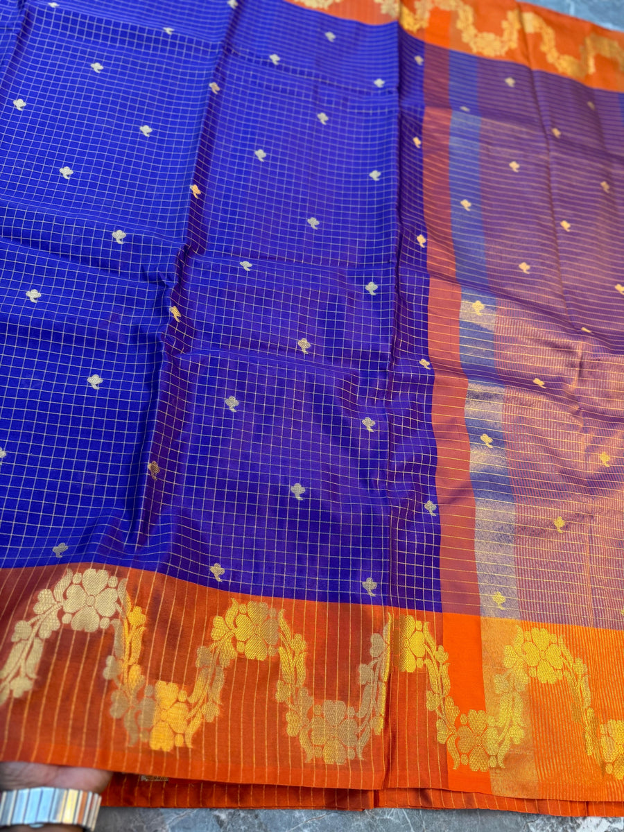 Check Buti Silk Saree