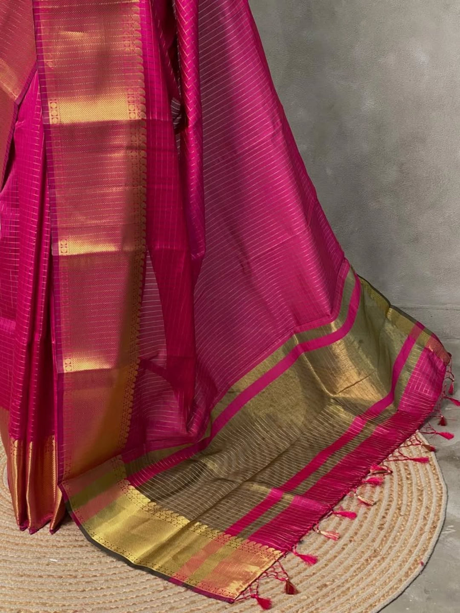 Banarasi semi Kanchipuram checks saree in soft silk