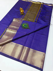 Banarasi semi Kanchipuram checks saree in soft silk