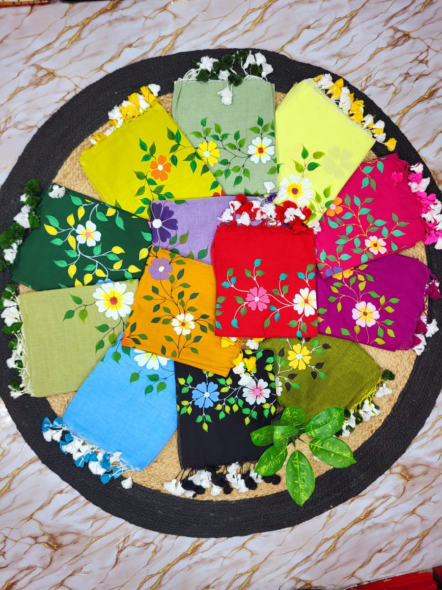 Malcotton Hand Print Saree