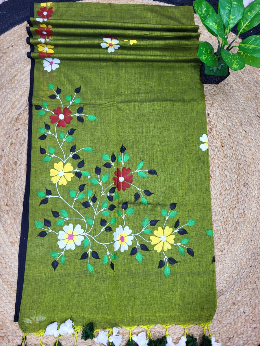 Malcotton Hand Print Saree
