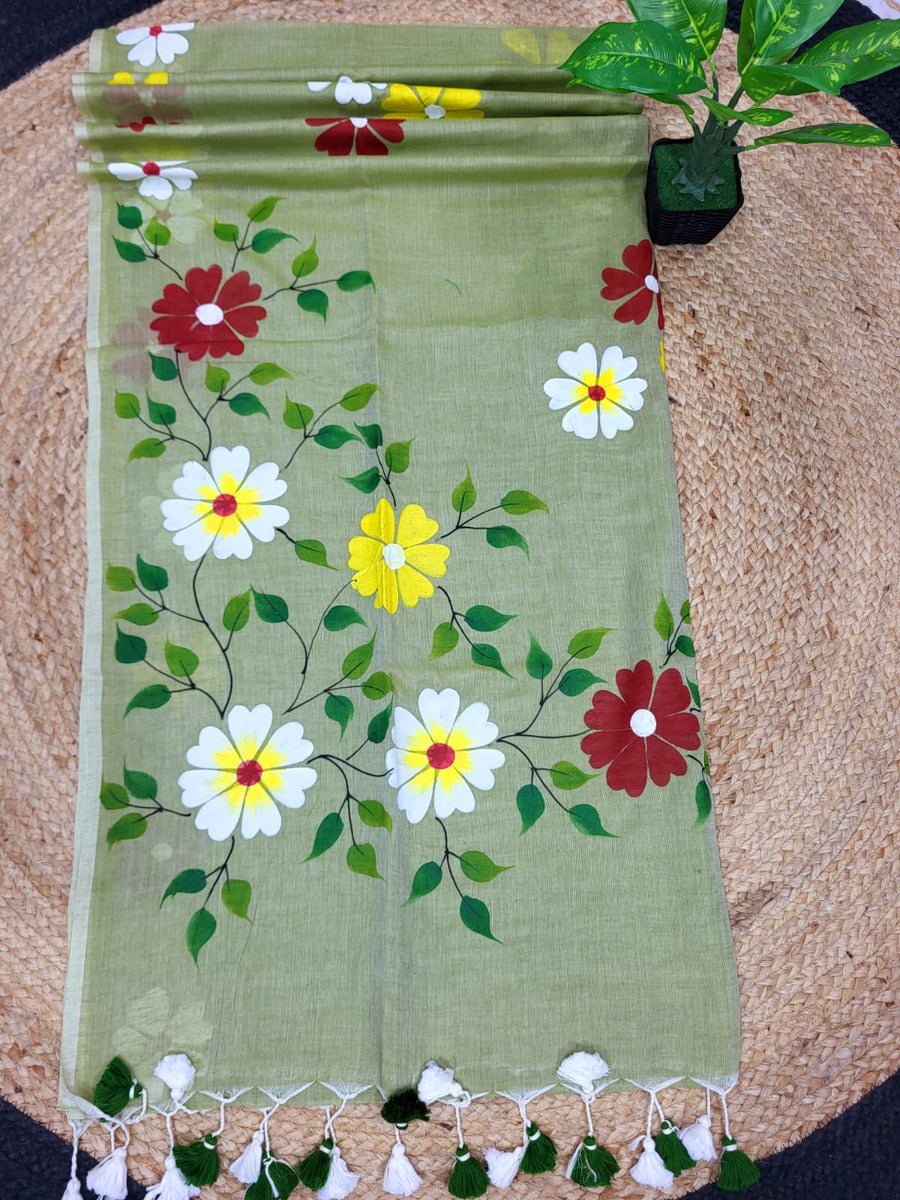 Malcotton Hand Print Saree