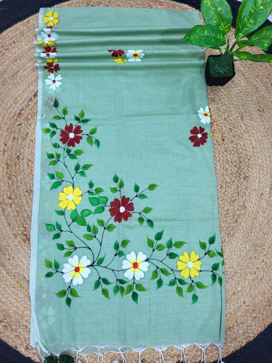 Malcotton Hand Print Saree