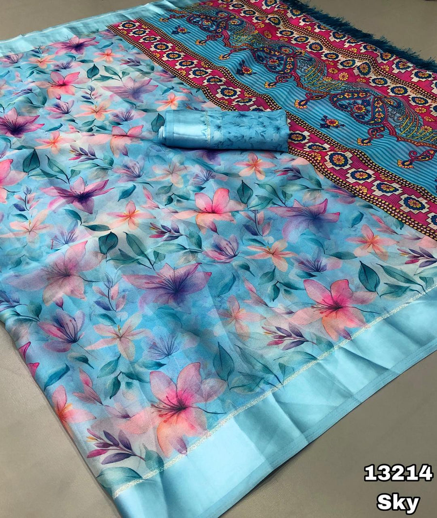 Elegant moss chiffon saree