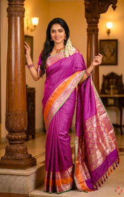 Classy and vintage-inspired Kanjivaram semi-soft silk saree